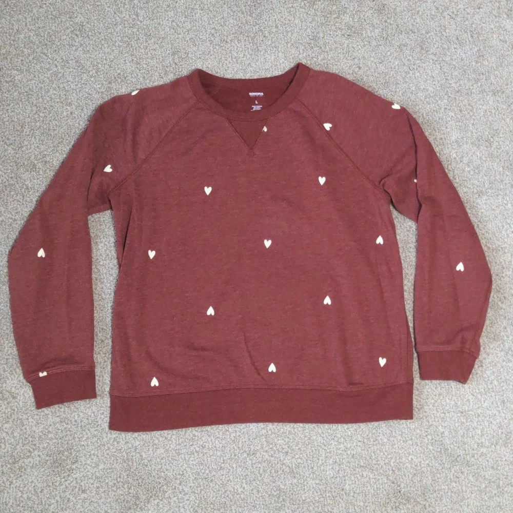 Women's Sonoma French terry long sleeve heart top - Picture 1 of 4